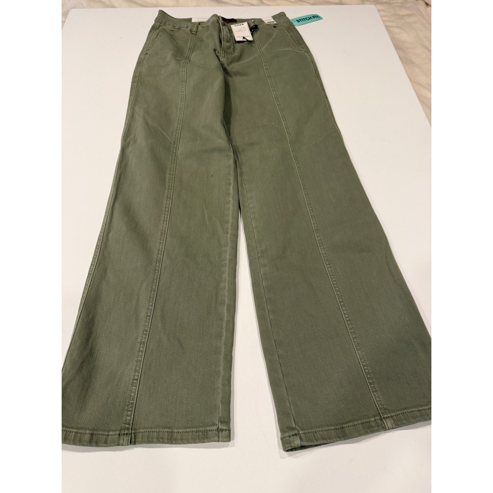 Judy Blue High Waist Olive Green Wide Leg Jeans Women's Size 30 NWT Utility Boho